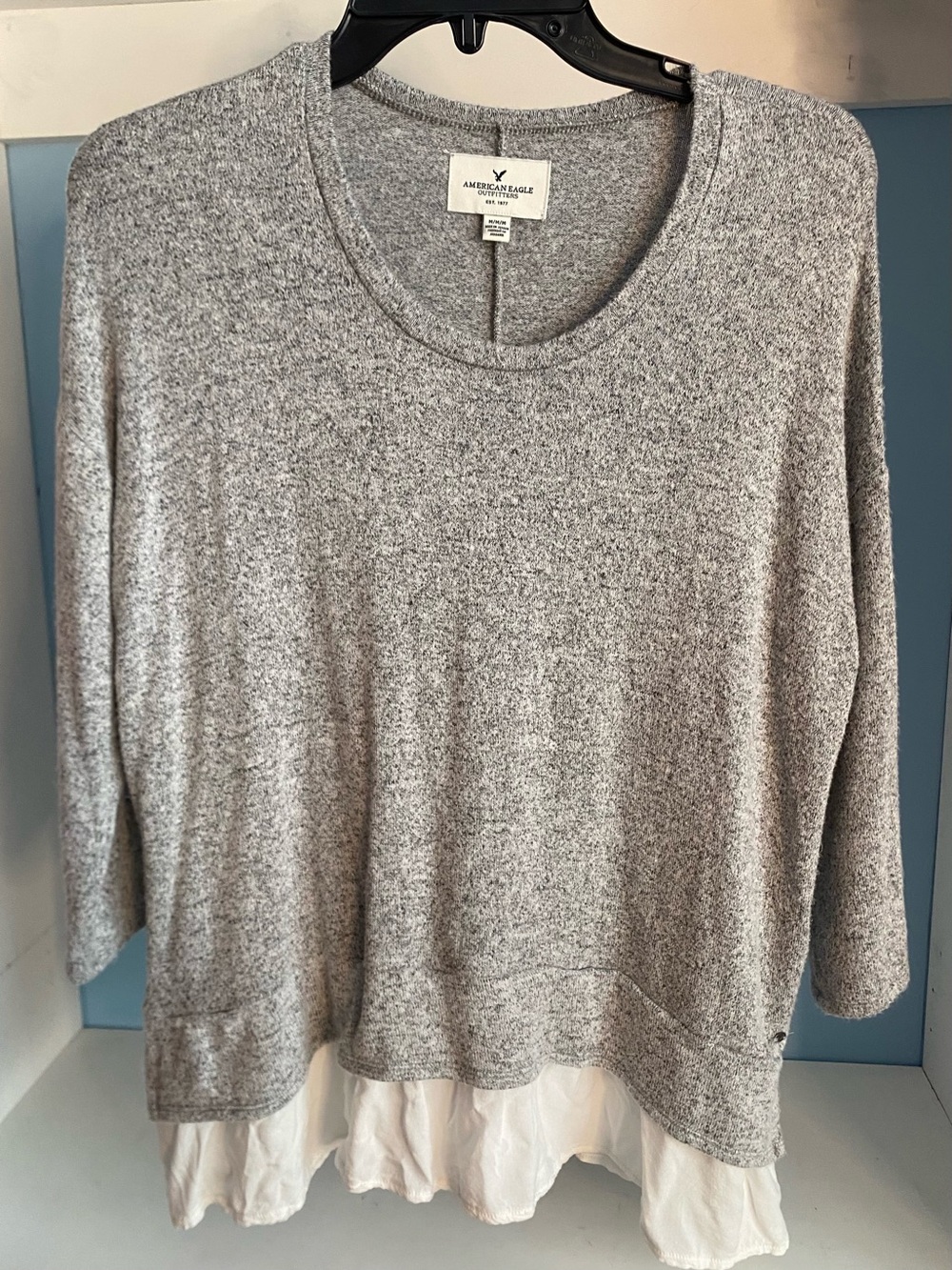 American Eagle Outfitters knit layered preppy 2-in-1 mixed fabric top M